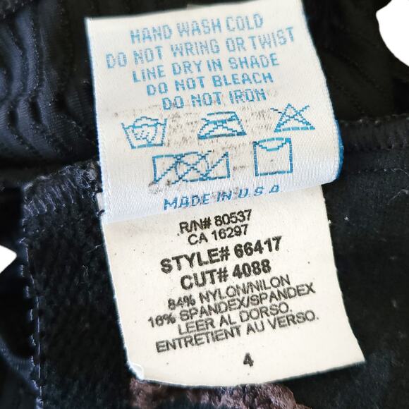 Vintage BAJA BLUE Swim black ribbed one piece scoop back bathing swimsuit Sz 4 - Picture 7 of 9